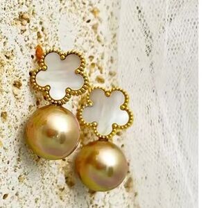 Alhambra Brown Clover 18K Gold Stainless Steel Waterproof Earrings